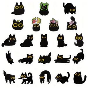 TEMU 22개 검은 고양이 브로치 만화 귀여운 큰 눈 고양이 배지 시크 에나멜 합금 배지 남녀공용 의류 백팩 모자 다기능 추가 선물 친구에게
