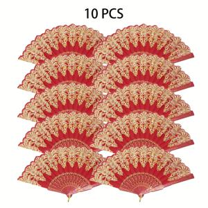 TEMU D EXCEED 10개 스페인식 접이식 손 선풍기 여성용 휴대용 중국 스타일 우아한 접이식 팬, 파티, 댄스, 결혼식 및 어버이날 행사용