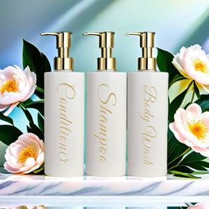 TEMU 16.91온스, 골드 라벨이 특징인 우아한 흰색 디스펜서 3개 세트 - 플라스틱 재질, 포름알데히드 무첨가, 샴푸, 컨디셔너, 바디워시 등에 적합 - 욕실 사용을 위한 편리한 펌프 디자인, 이상적인 욕실 추가품