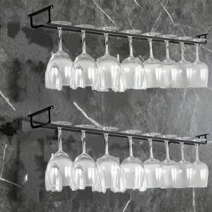 TEMU 특대형 행잉 와인 글라스 랙 - 튼튼한 철제 바 & 주방 컵 홀더, 2단 디자인, 공간 절약형 수직 보관 (레드 와인, 와인용), 와인 랙, 주방용 와인 랙, 주방 카운터용 와인 랙