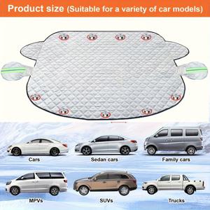 TEMU 두꺼운 자동차 윈드실드 선쉐이드 - UV 및 자외선 차단 기능, 모든 모델에 적합한 안전 마그네틱 9개 포함, 방풍 및 햇빛 차단, 자동 유리 보호 커버
