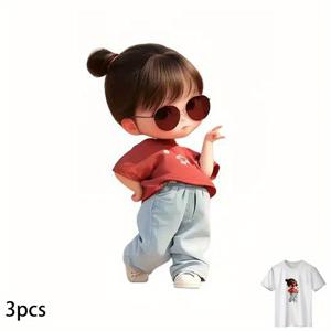 TEMU 3개 패션 트렌디 열전달 스티커 세트 - 티셔츠, 후드티, 가방 등에 사용 가능한 DIY 세탁 가능 비닐 데칼 - 혼합 색상, 재봉 및 뜨개질 용품