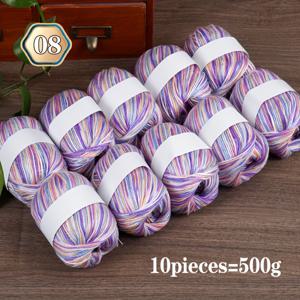 TEMU 니트 스웨터용 그라데이션 컬러 실사포, 크로셰 조끼 샤울, 수제 니트 볼 10팩 500g