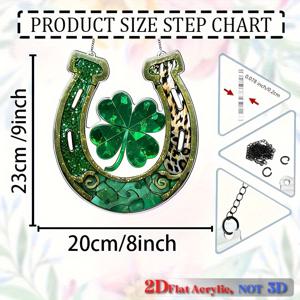 TEMU 2D 평면, 1개, 행운의 클로버와 말발굽 선캐처, 정원 선캐처 (8인치 X 9인치), 성 패트릭의 날, 네잎 클로버 행운 상징, 아일랜드 테마 정원, 벽 장식, 팜하우스, , 기발한 홈 데코, 성 패트릭의 날 선물, 2D 평면