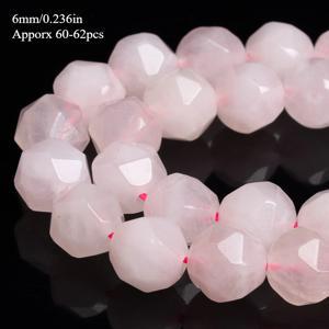 TEMU AAA 등급 천연 핑크 쿼츠 별 모양 다면체 루스 비즈, 주얼리 제작 목걸이용 6/8/10mm 사이즈