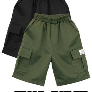 TEMU 남아용 새로운 여름 루즈핏 편안한 카고 반바지, 어린 아이들에 적합, 스포티하고 캐주얼한 5단 디자인, 야외 활동에 적합