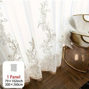 TEMU 상단 후크로 걸이 설치가 가능한 자수 요정 튤 1개입니다. 이 프랑스 자수 화이트 쉬어 커튼은 거실, 발코니 및 침실에 적합하며 완성된 레이스 창문 커튼으로 사용할 수 있습니다.