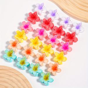TEMU 24개 플라스틱 꽃 머리핀 세트 – 여성용 스위트 파스텔 상어 클립 헤어 장식, 손세탁만 가능, 밝은 핑크, 블루, 옐로우, 오렌지, 퍼플, 그린 디자인