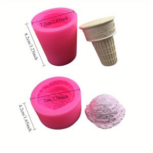 TEMU 2개 디저트 실리콘 몰드 세트 - DIY 콘 & 캔들/ 홈 데코 & 창의적인 선물