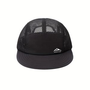 TEMU 봄/여름용 경량 플랫 브림 마운틴 피크 로고 메쉬 통기성 베이스볼 캡 남녀공용, 심플 다용도 퀵드라이 스냅백 모자