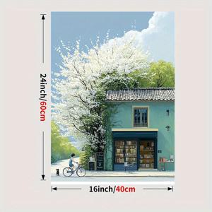 TEMU 2D 플랫, 2D 플랫, 가로등 아래 매력적인 창의적인 상점, 캔버스 프린트 벽걸이 장식, 집을 위한 장식품, 이상적인 선물, 축제 장식