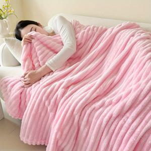 TEMU 1개 대형 플란넬 담요, 화이트 두꺼운 플러시 소파 담요, 여름 낮잠 담요, 야외 캠핑용, 생일 선물, 따뜻하고 포근한 체험을 위한 끈 디자인