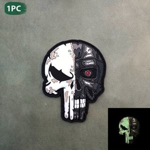 TEMU 1개 기계식 해골 패턴 3D PVC 소재 야광 효과 모라일드 배지 패치, 팔 패치, 백팩, 택티컬 조끼 및 의류 장식 자수 패치에 적합