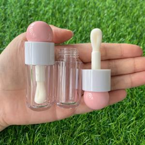 TEMU 2pcs 귀여운 핑크 빈 립글로스 튜브, 흰색 캡 - 둥근 플라스틱 립스틱 컨테이너, 트위스트락 클로저, DIY 화장품 및 여행 보관, 화장품 보관 컨테이너 | 둥근 립스틱 홀더 | 플라스틱 튜브, 립밤 보관