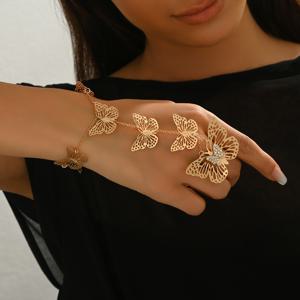 TEMU 우아하고 기품 있는 여성용 발가락 반지 팔찌 1개, 여름 빈티지 기하학적 속통 공간 뚫린 다양한 사이즈의 역동적인 나비 디자인, 반짝이는 라인스톤 상감, 일상 착용, 파티, 휴가용 팔찌, 친구를 위한 명절 선물, 정교하고 최고의 선물용 액세서리