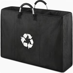 TEMU 삼중 보관용기 재활용 가방 - 알루미늄 손잡이, 내구성 있는 재질 정리기, 가정용, 접이식 및 다듬은 마감, 병, 캔 및 재활용품 보관용기, 재활용용기