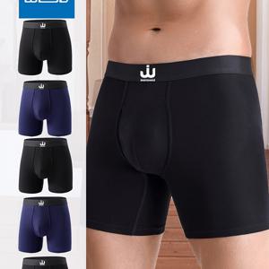 TEMU Jeanswest 브랜드 + 20% 가격 합의 할인, 남성용 롱 복서 브리프 5개입, 대나무 섬유 소재, 편안하고 통기성 좋음, 사계절용, 아웃도어, 데일리, 캐주얼웨어, 클래식 단색: 블랙, 블루, 레터 프린트 남성 속옷