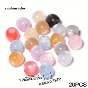 TEMU 10mm 대형 홀 라운드 레진 아이미테이션 캣아이 비즈 - 랜덤 혼합 컬러, 섬세한 반짝임 효과, DIY 주얼리 만들기, 팔찌 & 목걸이 제작용, 홈 데코 및 휴일 선물, 광택 마감, 매끄러운 질감, 공예 애호가, 장식 액센트, 선물 쇼핑