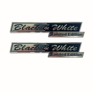 TEMU 2개 세트 금속 자동차 로고 블랙 & 화이트 한정판 스티커 - 트렁크 및 사이드 바디 장식용 데칼