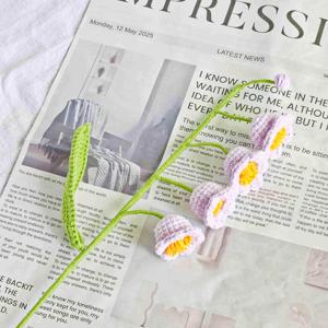 TEMU 1개 수제 크로셰 릴리 오브 더 밸리 꽃, 생일, 발렌타인데이, 추수감사절 선물로 이상적인 선택. 홈 데코 인공 꽃, DIY 장식 부케, 어머니와 딸을 위한 정교한 선물, 기념일 및 생일 선물, 졸업 시즌 행사용품. 용기 미포함