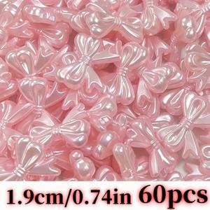 TEMU 리본 매듭 디자인의 아크릴 비즈 60개 세트, 19mm 크기, 팔찌, 목걸이 및 휴대폰 체인과 같은 프로젝트에 적합. 핑크 및 화이트 색상으로 제공.
