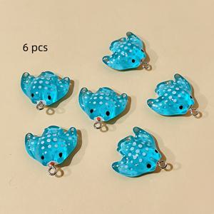 TEMU 6개 귀여운 바다고기 레진 참, 사랑스러운 해양 동물 펜던트 액세서리 주얼리 제작 액세서리