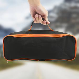 TEMU 주황색 하이라이트가 돋보이는 튼튼한 패브릭 공구 정리함. 가정 및 야외 사용을 위한 다양한 포켓으로 디자인되었으며, 진공 청소기 및 기타 물품을 위한 휴대용 보관 옵션, 야외 보관 솔루션, 현대적인 미학을 특징으로 합니다.