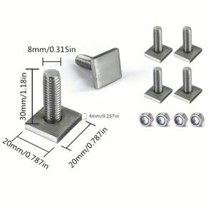 TEMU 8개 야외 차량 측면 어닝 크로스바 러기지 랙 홈 T자형 스테인리스 스틸 나사 루프 플랫폼 확장형 행잉 링 너트 브래킷, 루프에 짐 고정에 적합한 탈부착 방지 너트