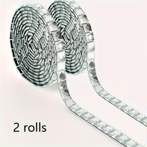 TEMU 2롤 180개 자체 접착 스트립 뒷면 접착제 라인스톤 리본 자체 접착 라인스톤 스트립 박스 포장 장식 드릴 벨트