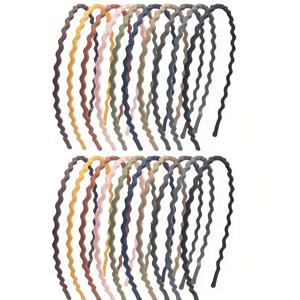 TEMU 20개입 프로스트 웨이브 플라스틱 헤어밴드, 간편하고 스타일리시한 헤어밴드, 다양한 색상으로 매칭 용이, 데일리룩에 적합