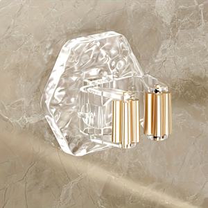 TEMU 1개 무드릴 흡착식 물걸레 홀더 - 투명 웨이브 패턴 욕실 샤워 오거나이저, 내구성 플라스틱 접착 벽 후크 (타월, 가운 & 청소 도구용), 다목적 홈 스토리지 솔루션, 세련된 디자인, 쉬운 설치, 타월 행거, 현대적인 오거나이저, 견고한 구조, 소형 공간용 훅