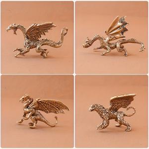 TEMU 수집용 피규어, 빈티지 황동 드래곤 장식 4종, 정교한 비룡, 불의 드래곤, 황동 드래곤 장식, 정교한 황동 그리핀 장식, 거실 및 침실 장식용, 전기 없이 순수 수작업