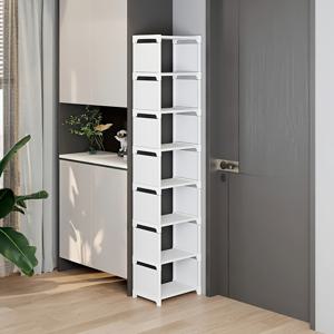 TEMU 5/8단 조절식 신발장 - 휴대용 현관 수납 정리대, 기숙사 및 가정용, 다층 스니커즈 및 신발 수납장, 심플한 화이트/블랙 디자인 | 튼튼한 신발 정리대, 계단 모서리 공간 정리대, 심플한 신발장