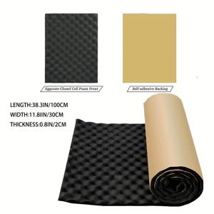 TEMU 1롤 자가 접착 고밀도 방음 폼, 블랙 방음 에그 크레이트 폼, 자동차 엔진 후드, 벽, 천장용, 내열성, 소음 감소, 스튜디오, 자동차, 방, 방음 벽에 이상적