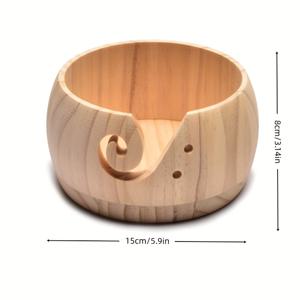 TEMU 천연 나무 실 보관 볼 (뚜껑 미포함) - 밝은 노란색, 공예, 정리, 뜨개질 및 코바늘 뜨기에 적합. 손으로 만든 나무 볼 디자인으로 자연 나무의 우아함을 선보입니다.