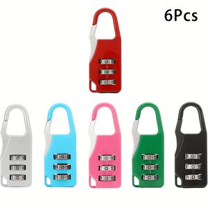 TEMU 아연 합금 금속으로 제작된 미니 콤비네이션 자물쇠 6개 세트. 튼튼하고 내구성이 뛰어나고, 키리스 및 배터리 불필요한 여행용 잠금 장치로 백팩, 필통, 짐락, 도어락, 울타리, 차고 및 창고에 적합합니다.