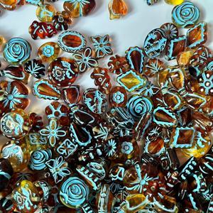 TEMU 30g 혼합 앰버 스타일 모조 유리구슬 팩, 랜덤 포장, 목걸이, 폰참, 장식용 구슬 제작에 적합. 구슬 & 구슬 세트