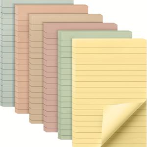 TEMU 80페이지/2팩 줄무늬 포스트잇 4x6인치, 밝은 색상 대형 줄무늬 포스트잇, 강력 접착력 메모 패드, 사무실 및 가정용
