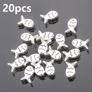 TEMU 40개/20개/11.5mm 양면 물고기 패턴 스페이서 비즈, 간편한 작은 물고기 모양 루스 스페이서 비즈, 바다 생물 패턴 펑크 루스 비즈, 단일 눈 원형 구멍 직선 비즈, 반짝이는 물결 패턴 구멍 있는 납작 비즈