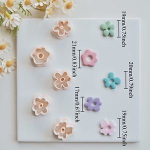 TEMU 꽃 도넛 모양 주얼리 만들기 키트 5개 세트, 빈티지 꽃 폴리머 클레이 커터, 후프 귀걸이 및 주얼리 제작용, 불규칙한 다섯 꽃잎 여섯 꽃잎 플로럴 클레이 몰드, 펜던트 & 목걸이 만들기 - 2가지 사이즈 제공