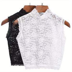 TEMU 여성을 위한 우아한 탈착식 레이스 페이크 칼라 2개 세트. 신축성 있는 원단으로 제작되었으며, 플로럴 패턴과 러플 디자인이 특징입니다. 다용도 하프 셔츠 스타일이며, 세탁기 또는 손세탁이 가능합니다.