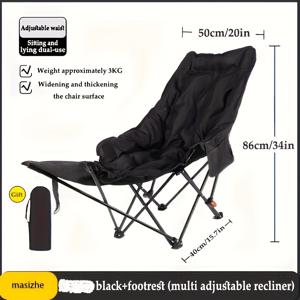 TEMU 업그레이드된 패딩 듀얼용도 좌식 및 리클라이닝 소파 의자, 탈착식 레그레스트 및 세 단계 조절 가능한 요추 지지대. 야외 캠핑, 하이킹, 낚시 의자, 낮잠에 완벽하게 적합