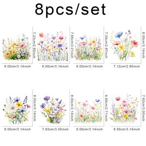 TEMU 야생화 초원 다리미 전사 DTF 스티커 8개 세트, 워셔블 열전사 디자인, 바로 다림질 가능 데칼, 의류, 티셔츠, 마스크, 청바지 및 백팩용 플라스토파스솔 패치