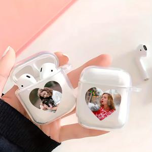 TEMU 개인 사진 디자인의 맞춤형 투명 이어폰 케이스, 귀여운 텍스트가 돋보이는 스타일리시한 TPU 소프트 이어폰 박스, DIY (DIY)로 연간 기념일 선물, Apple 이어폰 1/2/3/4/Pro/Pro2 호환. 패셔너블, , 카와이, 유니크