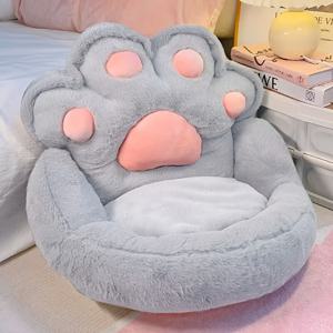 TEMU 왕관 고양이 발바닥 바닥 매트 쿠션, 부드러운 폴리에스터 섬유로 제작, 중간 정도의 단단함, 게이밍 의자, 독서 베개, 여유로운 휴식에 이상적. 독서 베개 | 플러시 커버 쿠션 | 질감