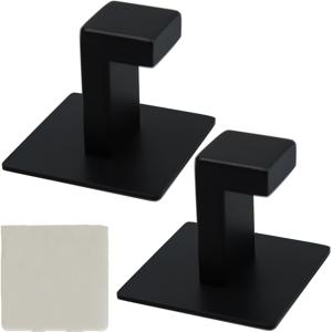 TEMU 욕실 타월 후크 2개, 자가 접착 사각형 코트 후크 2개, 견고한 무드릴링 로브 후크, 헤비듀티 알루미늄 옷걸이, 욕실 침실 주방용 벽걸이