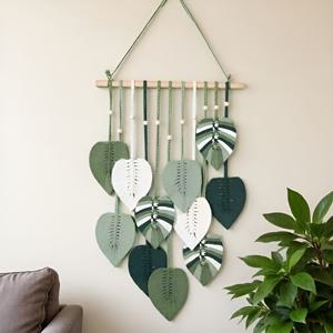 TEMU 창의적인 손잎 벽걸이 태피스트리 1개, 스타일 벽걸이, 가정용 벽 장식, 거실 장식, 방 펜던트, 여러 가지 색상의 매달기 장식품, 웨딩 장식