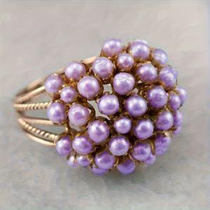 TEMU 여성 남성 데일리 캐주얼 웨어 웨딩 연회 파티 반지 주얼리 결혼 기념일 선물용 우아한 고급스러운 밀착형 보석 장식 보라색 모조 진주 반지