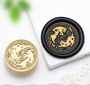 TEMU 귀여운 고양이 시리즈 왁스 실링 스탬프, 행운의 고양이 수제 봉투용 이름표 - 결혼식 초대장, 생일선물, 카드 꾸미기에 사용하는 메탈 인감