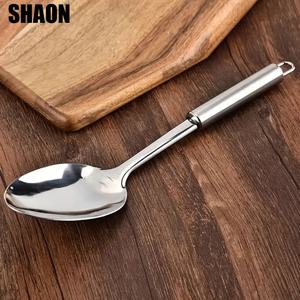 TEMU SHAON 스테인리스 조리용 숟가락 - 내구성 있는 밥과 수프를 위한 서빙 스푼, 연회·뷔페식당 & 홈 사용을 위한 주방도구. 광택면처리된 표면으로 가족레스토랑에서 필수적인 혼합-교반기구, 세련된 디자인의 전문가 급우동, 튼튼한 제작, 녹슬지 않은 소재, 믹싱 스푼, 레스토랑 직원, Catering Servi